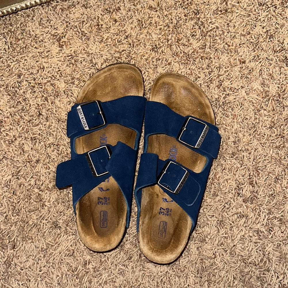Navy Arizona Suede Leather Birkenstocks